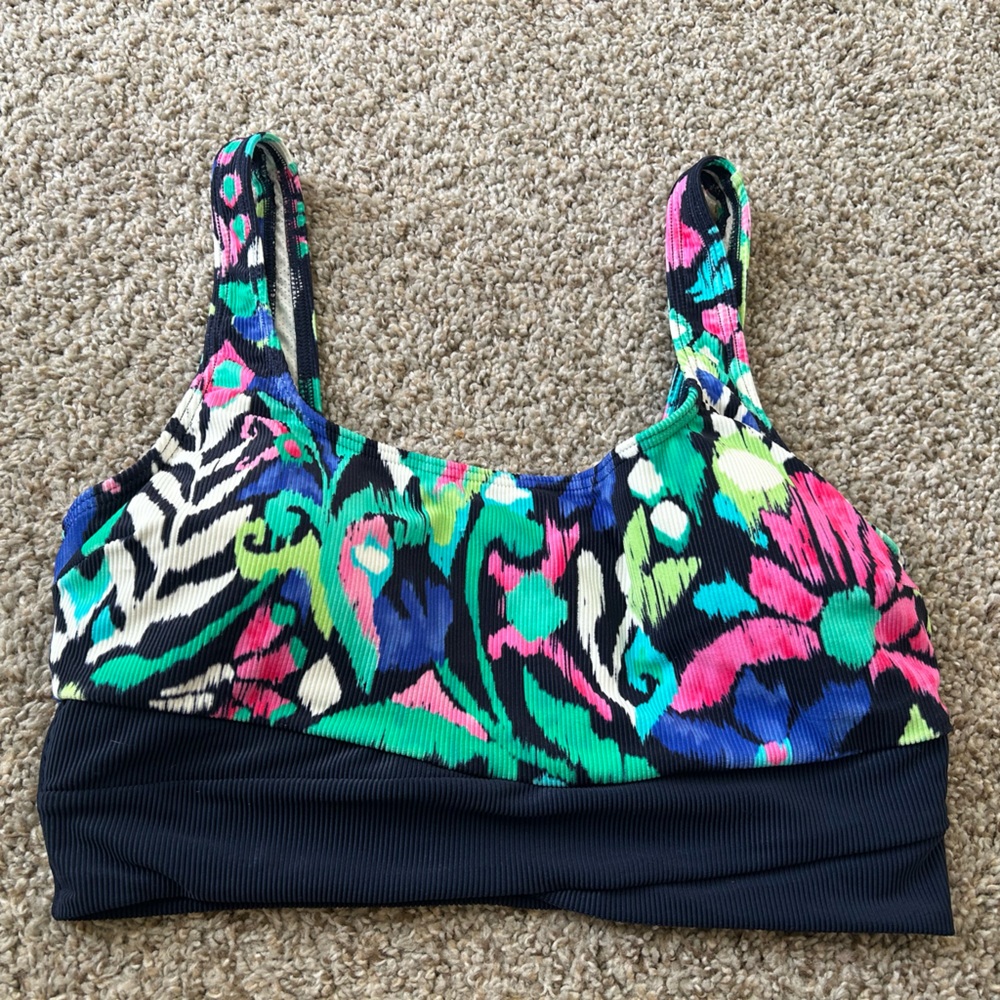 Beach House Sport Bala Crop Top Bikini Nylon Spandex Multicolor Padded Size 12